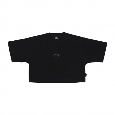 maglietta corta donna w logo embroidery crop top tee BLACK
