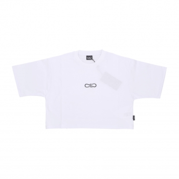 maglietta corta donna w logo embroidery crop top tee WHITE