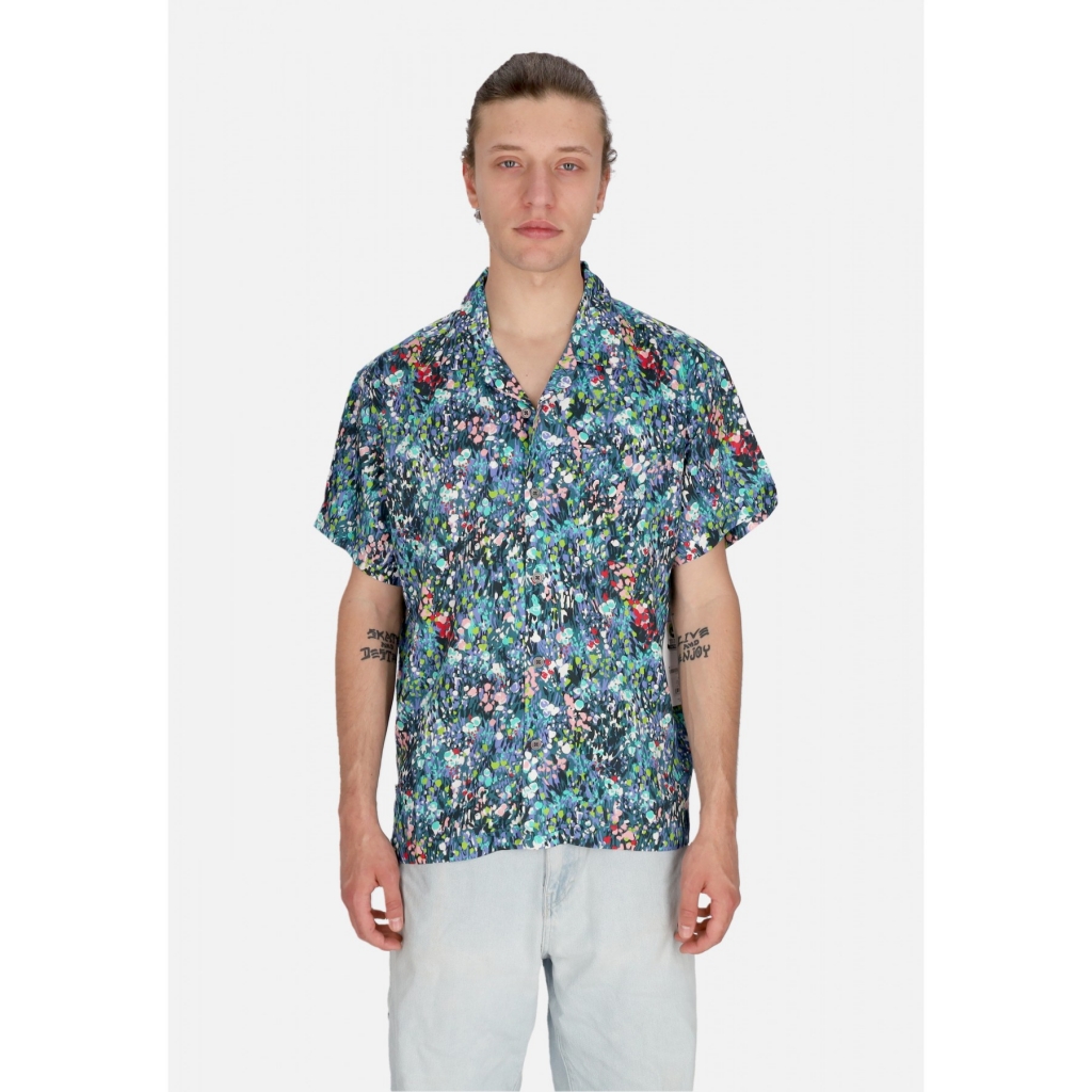 camicia manica corta uomo the garden woven shirt TEAL BLUE MULTI