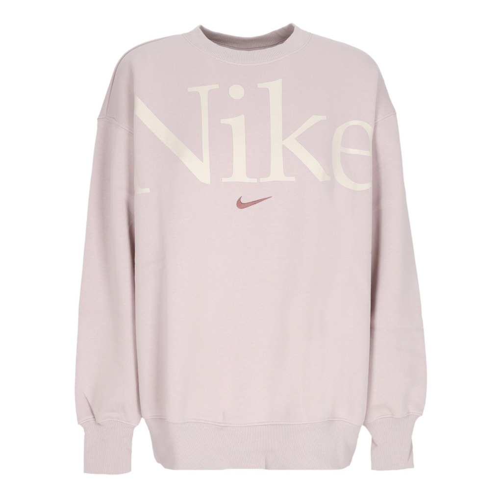 felpa girocollo donna w sportswear phoenix fleece oversized logo crewneck PLATINUM VIOLET/SMOKEY MAUVE