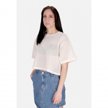 maglietta donna alex mesh top tee UNBLEACHED