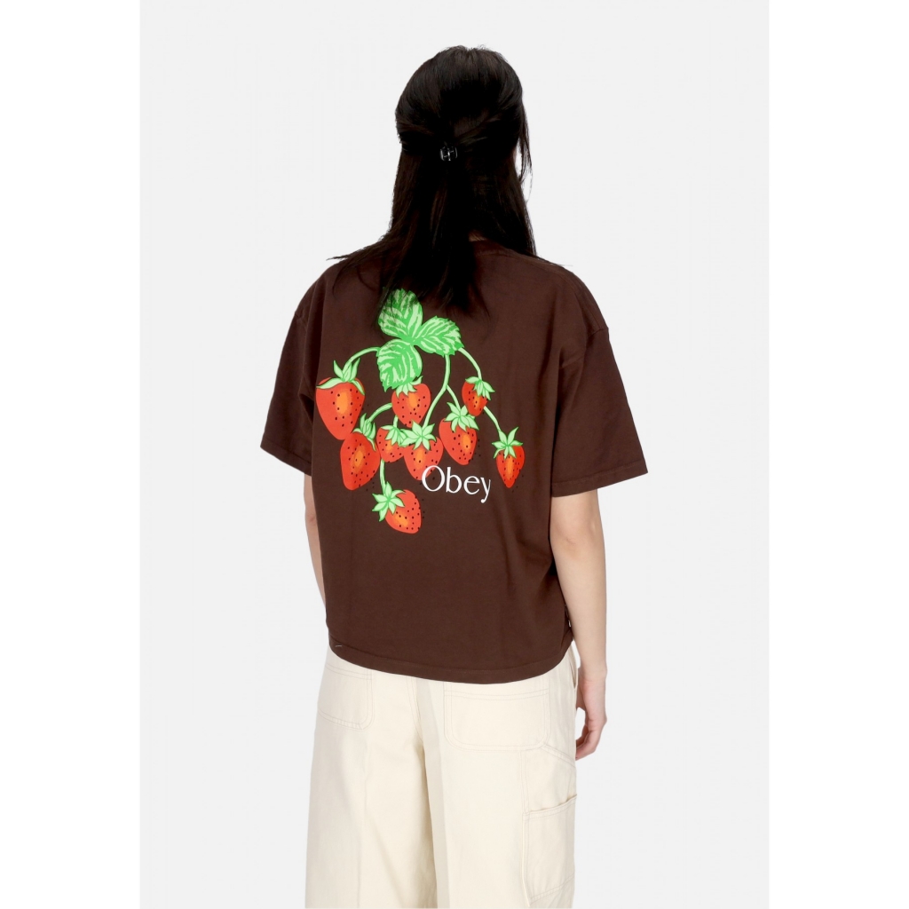 maglietta donna strawberry bunch raegan crop tee JAVA BROWN