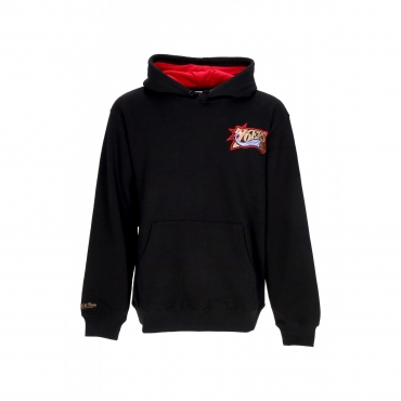 felpa cappuccio uomo nba premium fleece vintage logo hoodie allen iverson phi76e BLACK