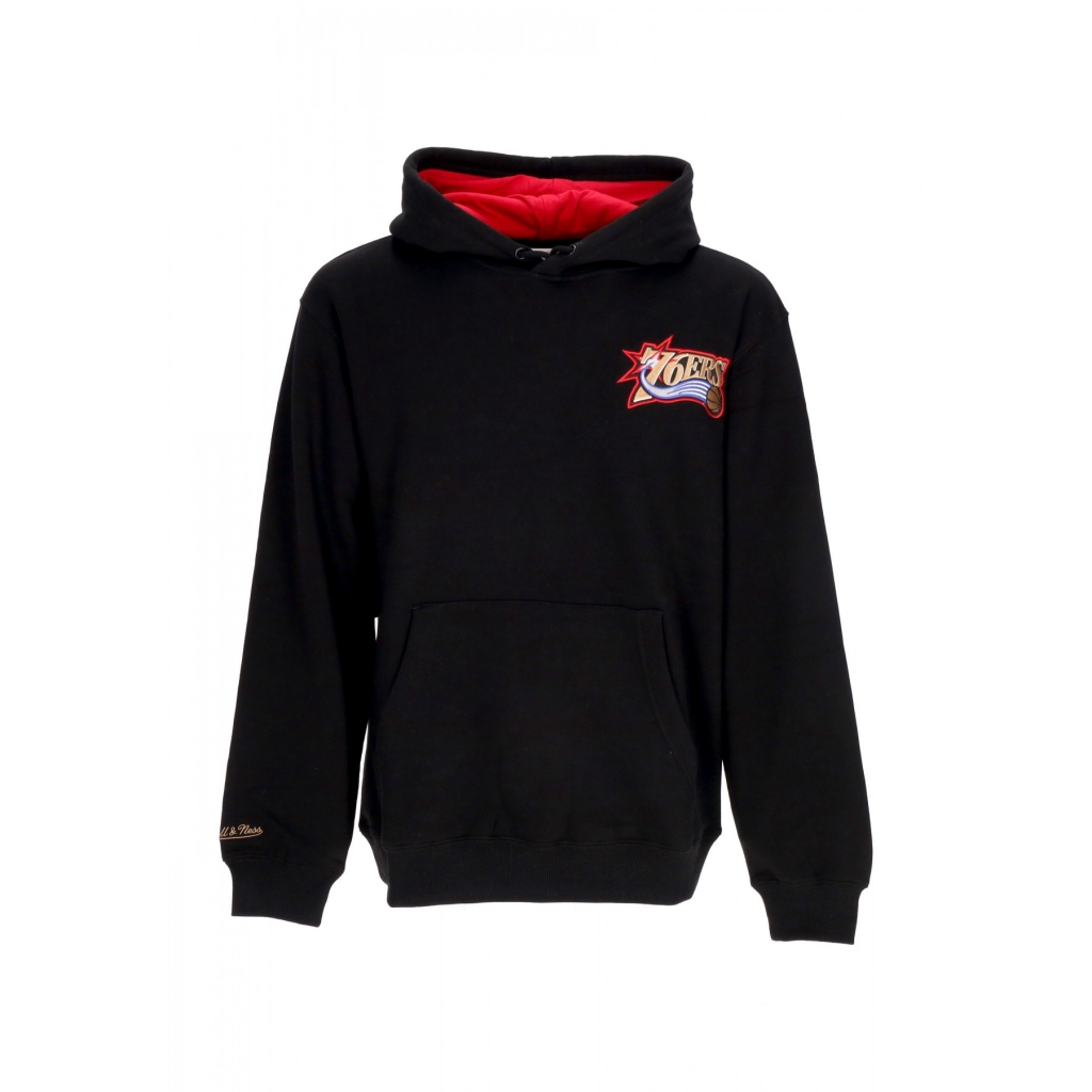 felpa cappuccio uomo nba premium fleece vintage logo hoodie allen iverson phi76e BLACK
