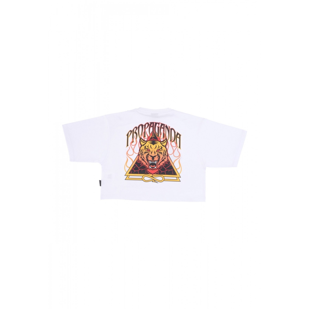 maglietta corta donna w triangle bengala crop top tee WHITE