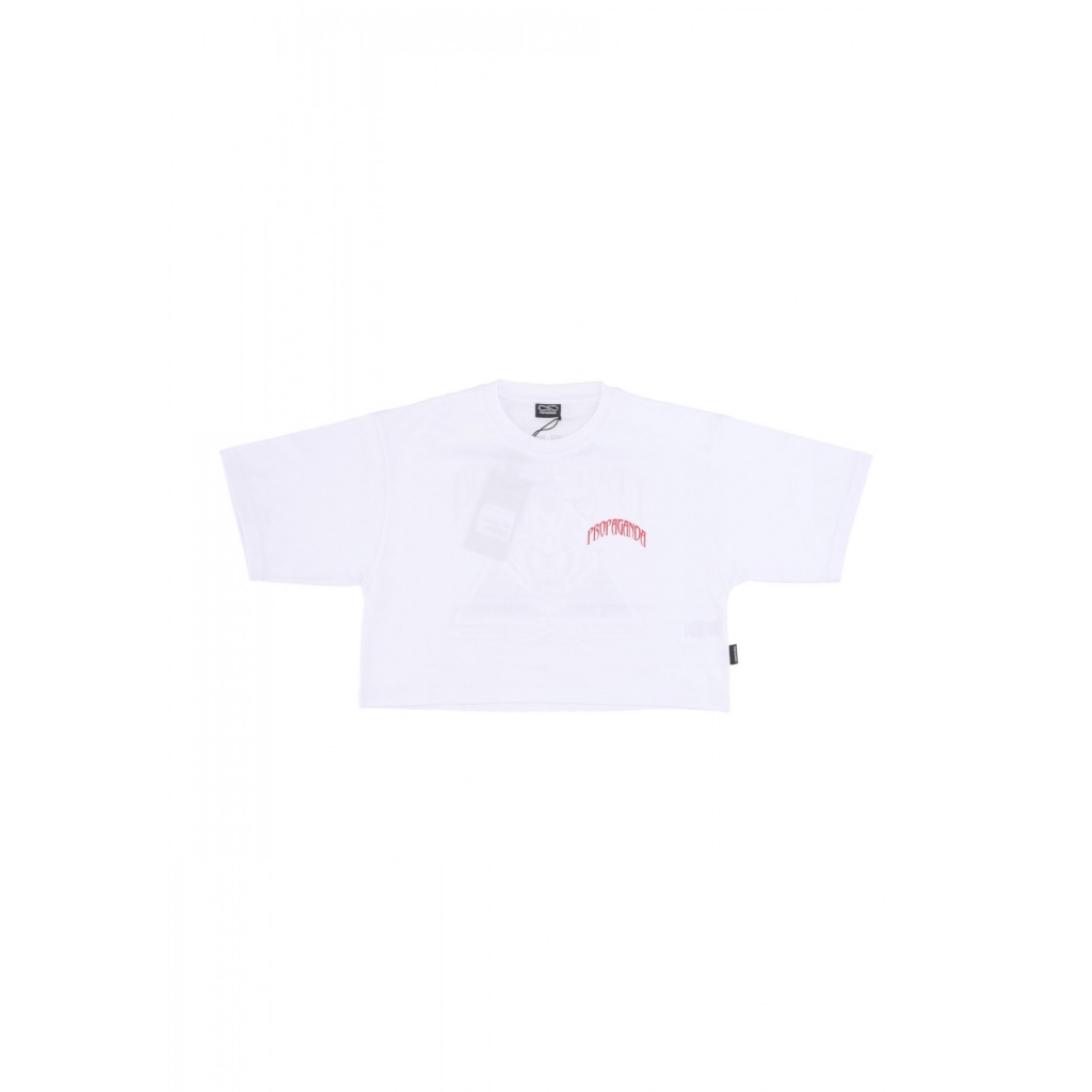 maglietta corta donna w triangle bengala crop top tee WHITE