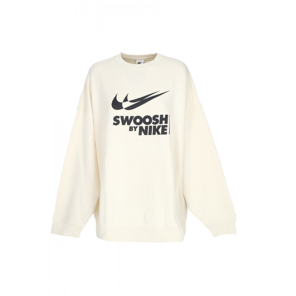 felpa girocollo donna w sportswear swoosh big logo crewneck COCONUT MILK/BLACK