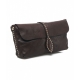 Pochette in pelle martellata marrone scuro