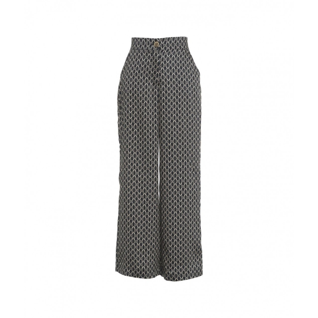 Pantaloni palazzo con monogramma nero