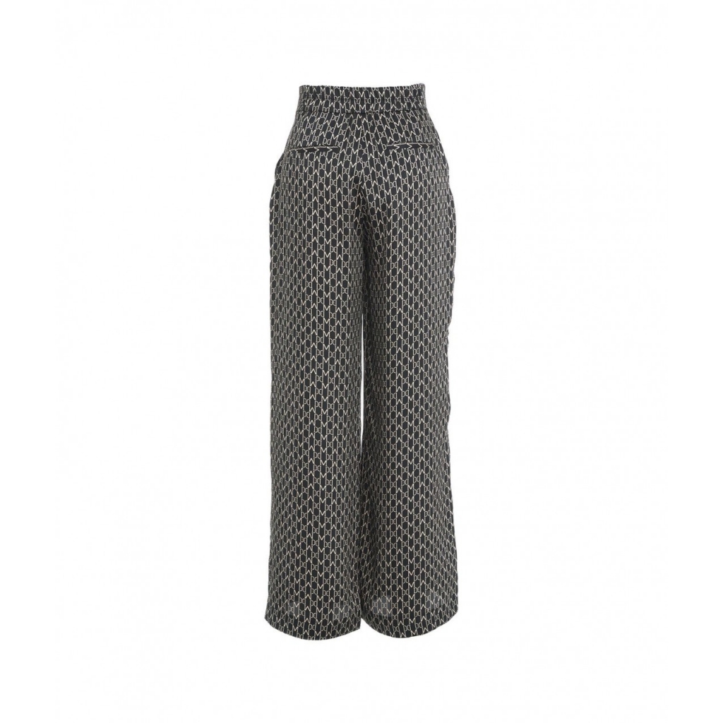 Pantaloni palazzo con monogramma nero