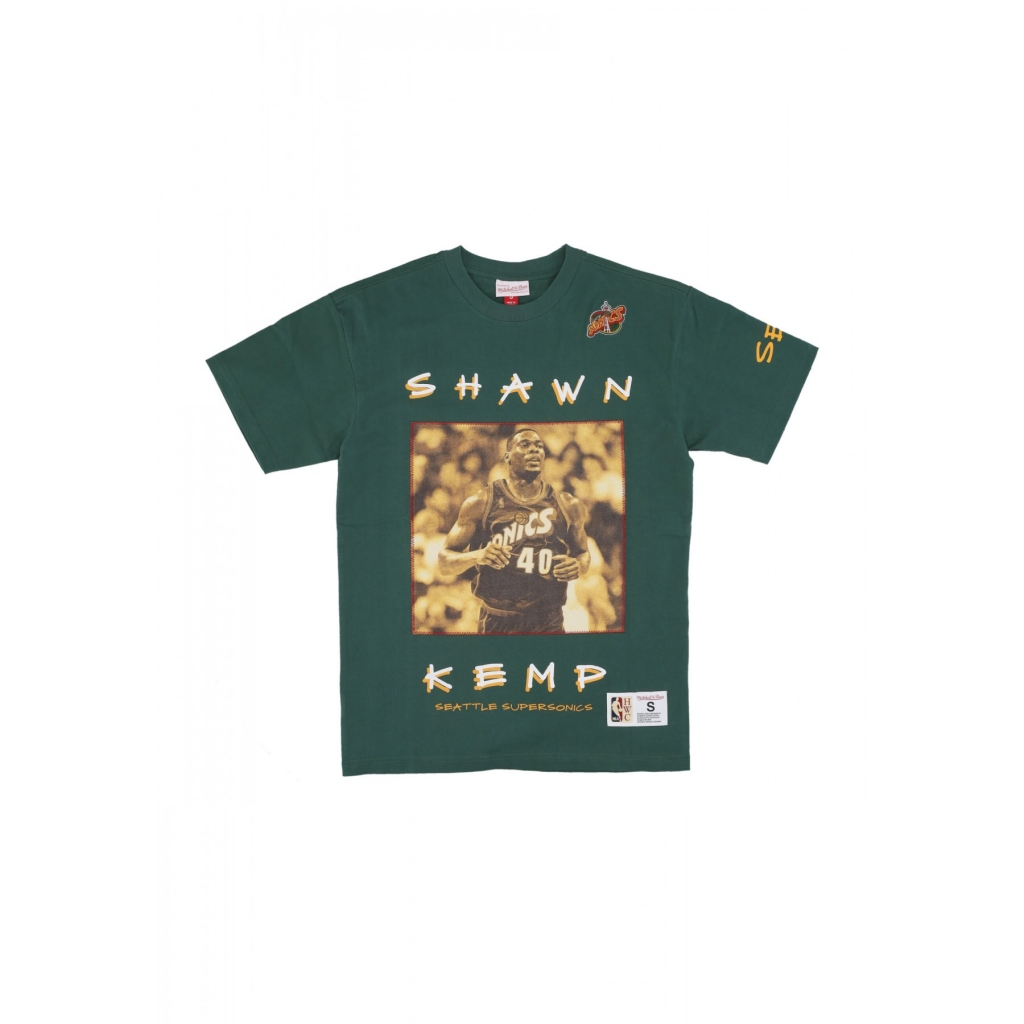 maglietta uomo nba heavyweight premium player vintage logo tee shawn kemp seasup BUCKS GREEN