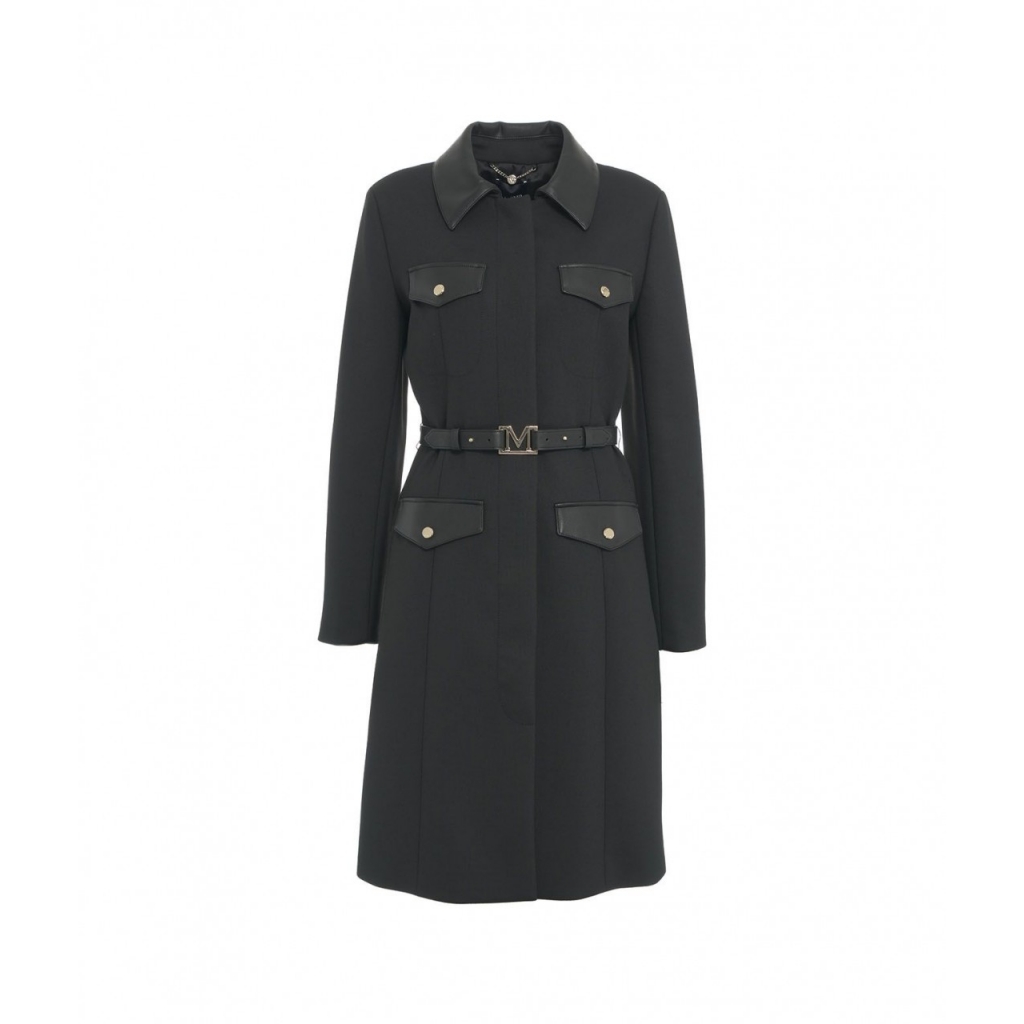 Cappotto con cintura in vita nero