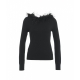 Maglia con applicazione di piume nero