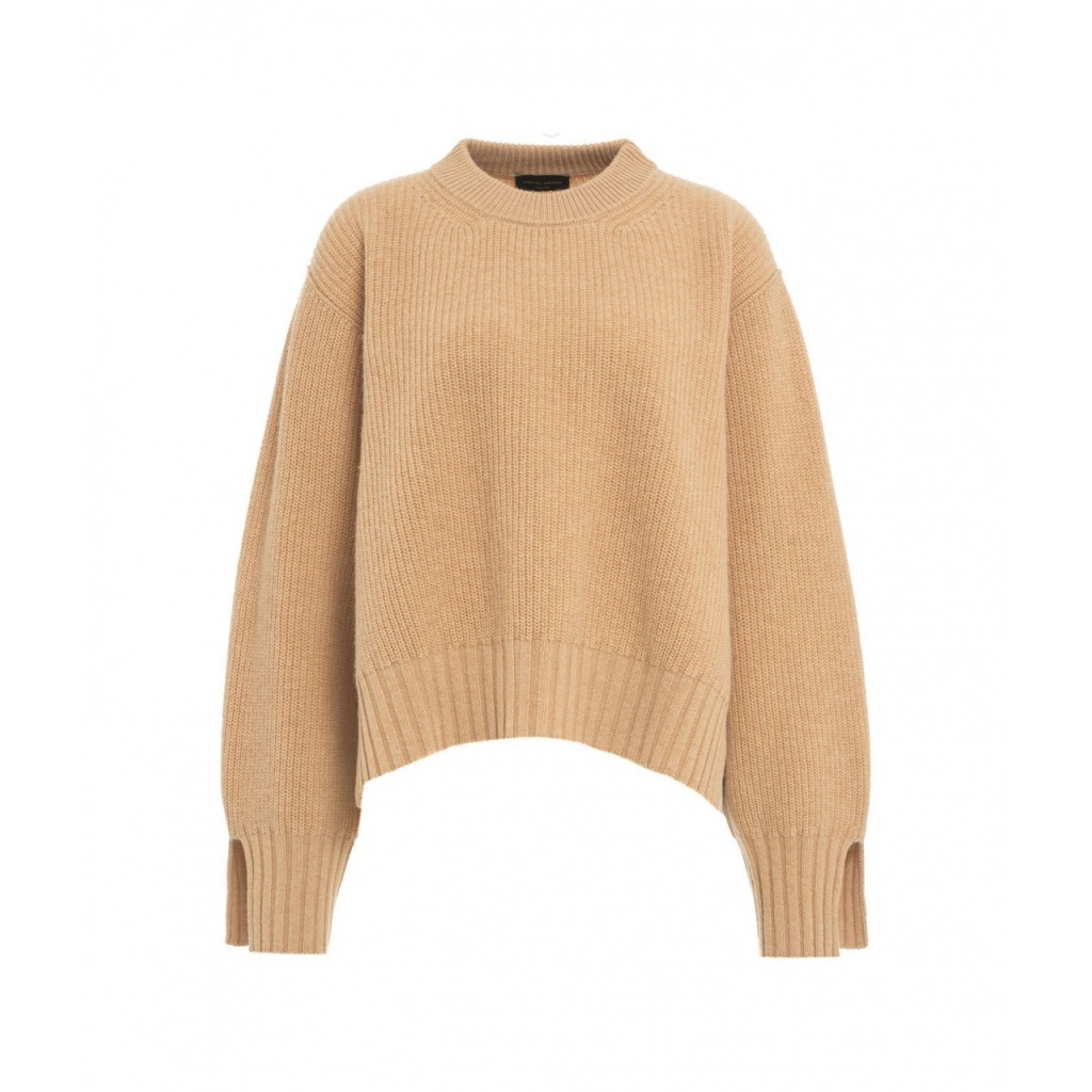 Maglione con cucitura laterale aperta Cammello