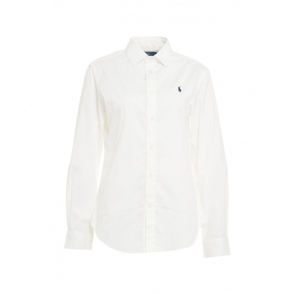 Camicia con logo ricamato bianco