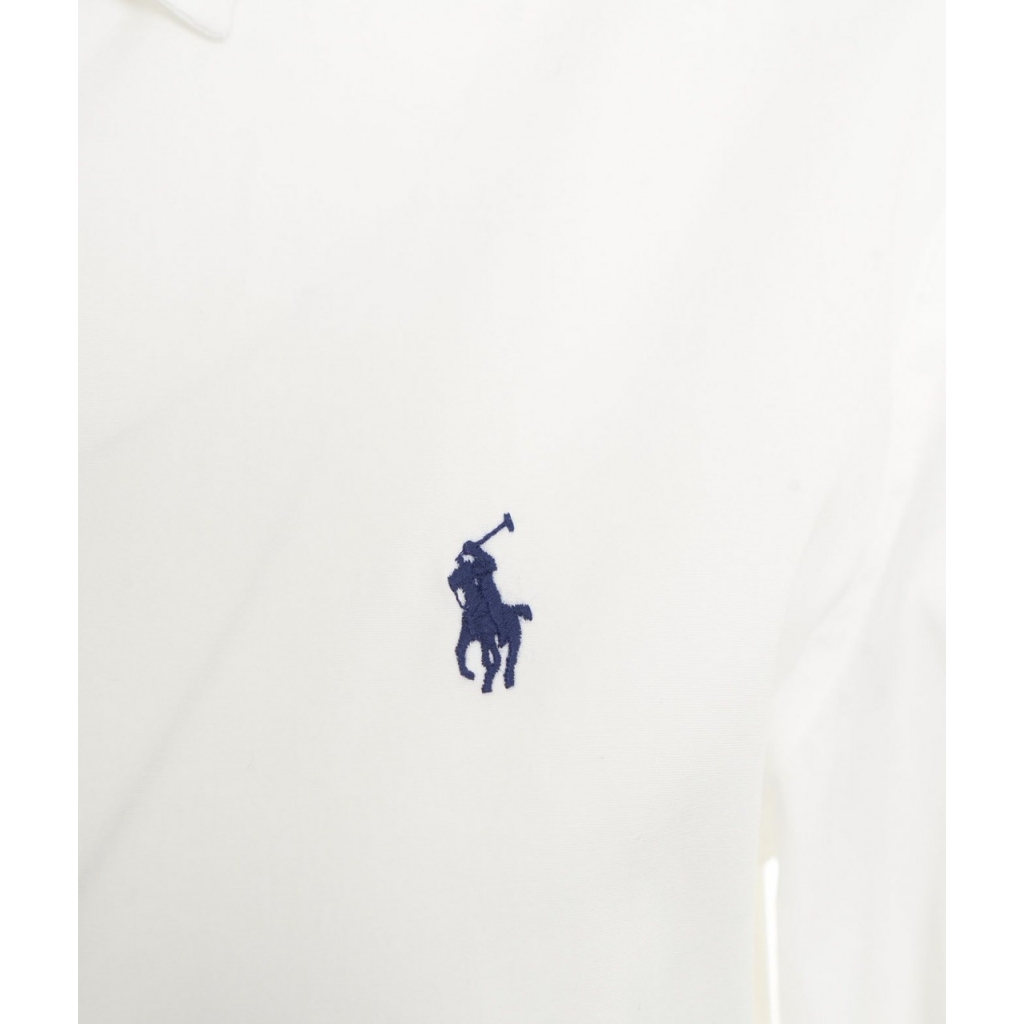 Camicia con logo ricamato bianco