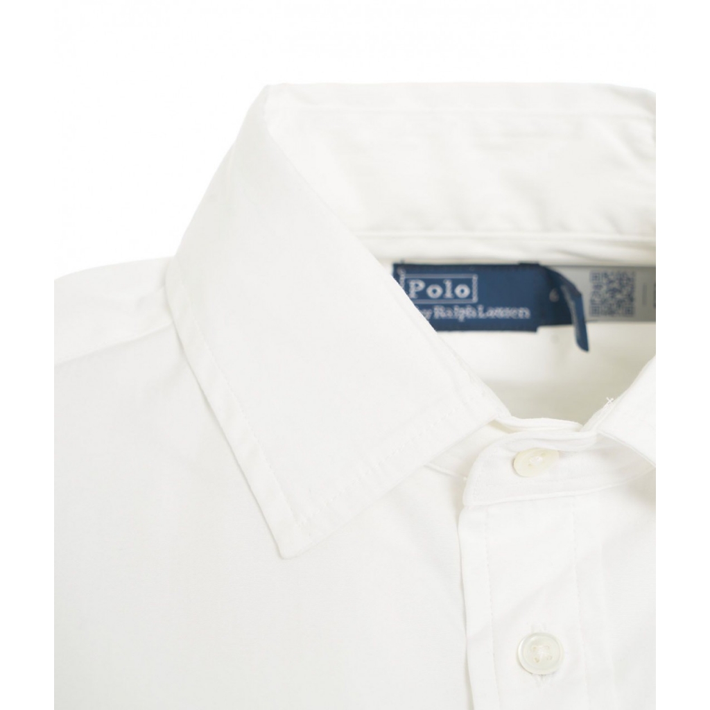Camicia con logo ricamato bianco