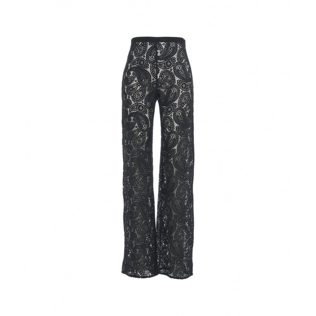 Pantaloni in pizzo paisley nero