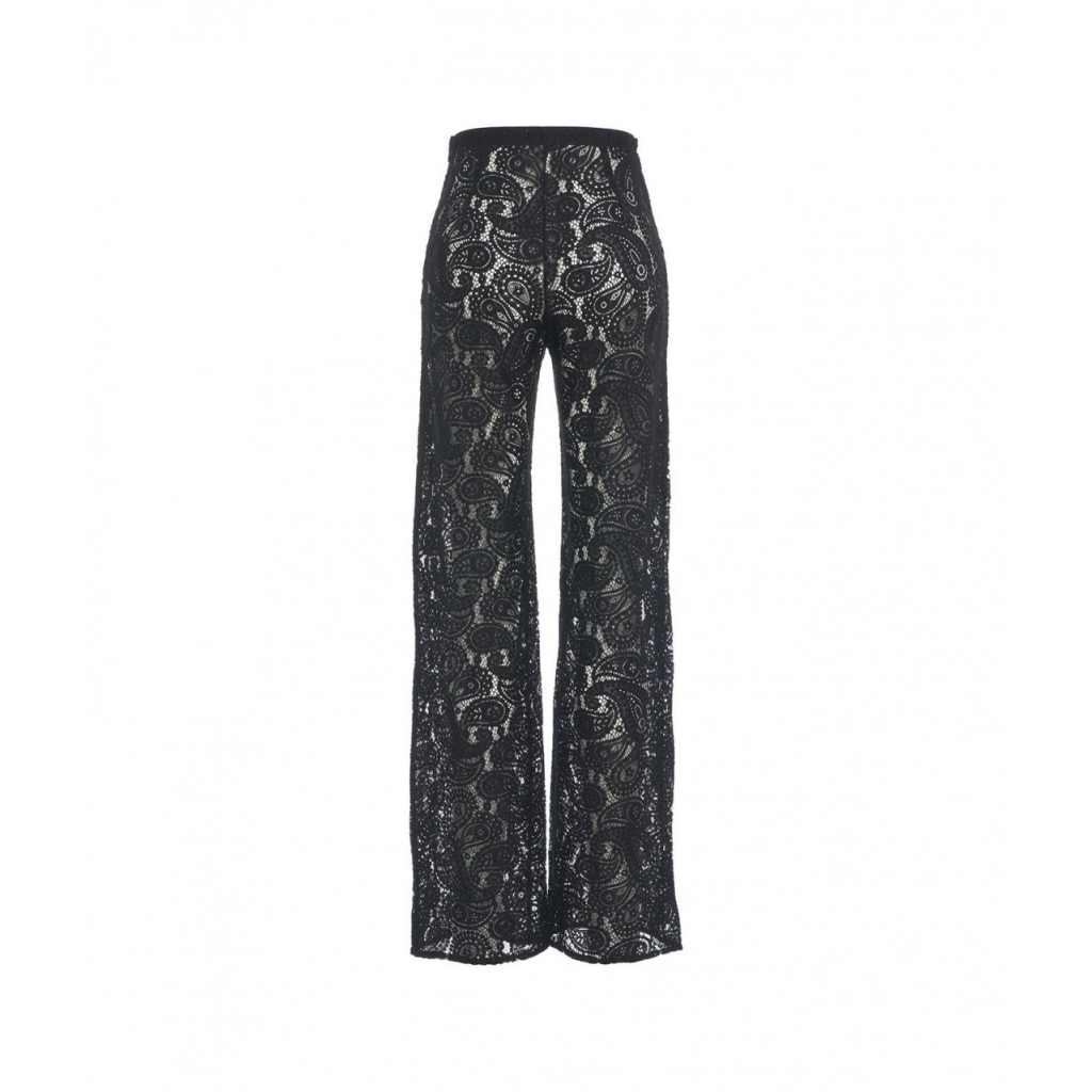 Pantaloni in pizzo paisley nero