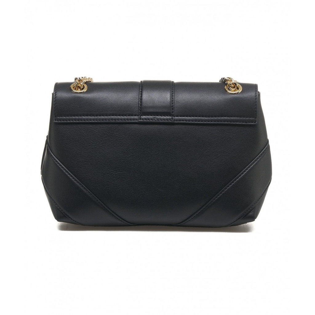 Borsa in pelle con tracolla a catena nero