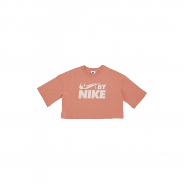 maglietta corta donna w sportswear swoosh big logo crop tee TERRA BLUSH/LT OREWOOD BRN