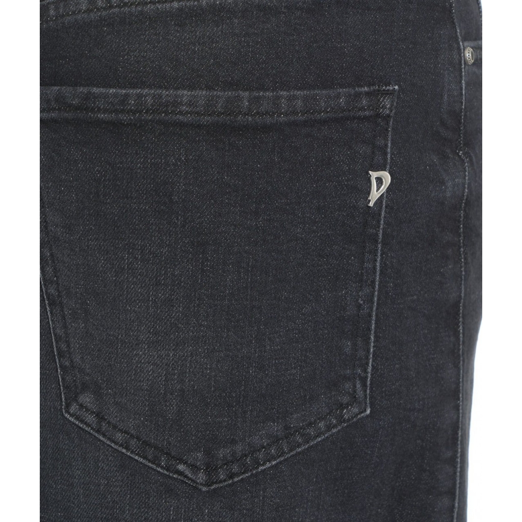 Gonna in denim con spacco grigio scuro