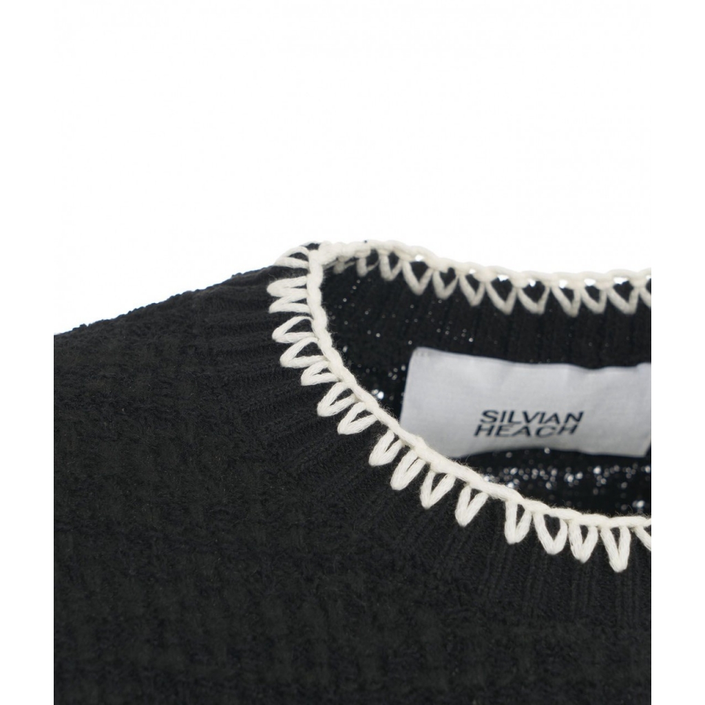 Gilet in maglia con dettagli di cucitura nero