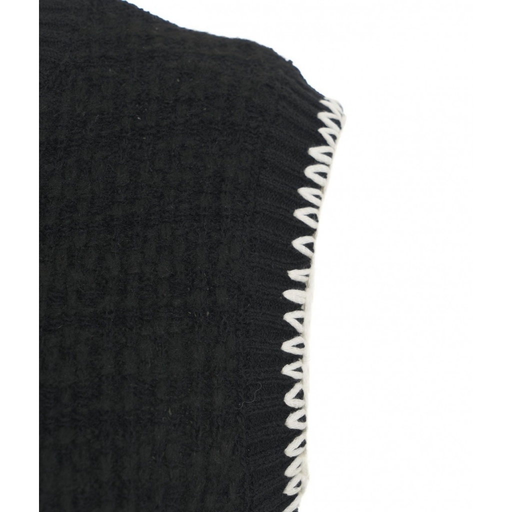 Gilet in maglia con dettagli di cucitura nero