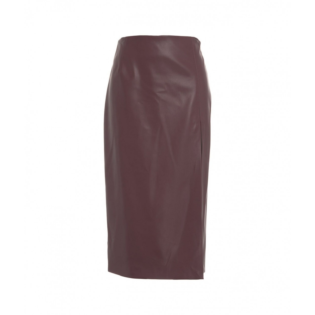 Gonna con spacco in ecopelle bordeaux