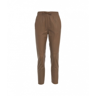 Pantalone in pelle Gift marrone chiaro
