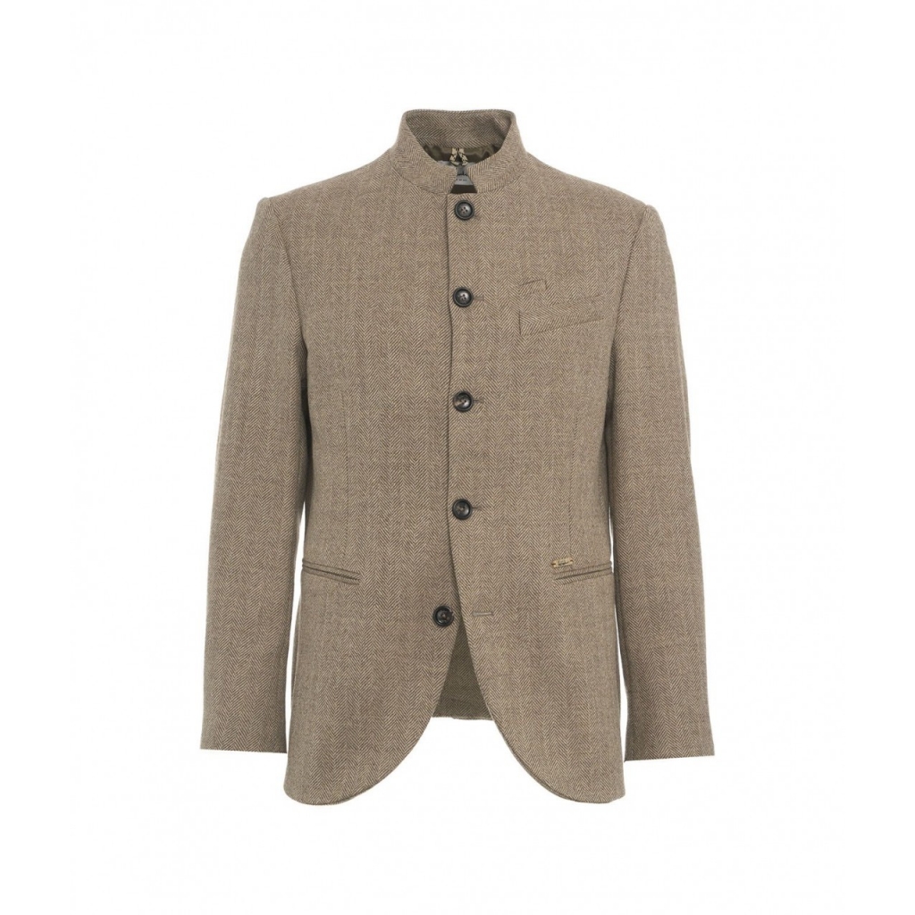 Blazer con motivo a spina di pesce Lusandretto marrone