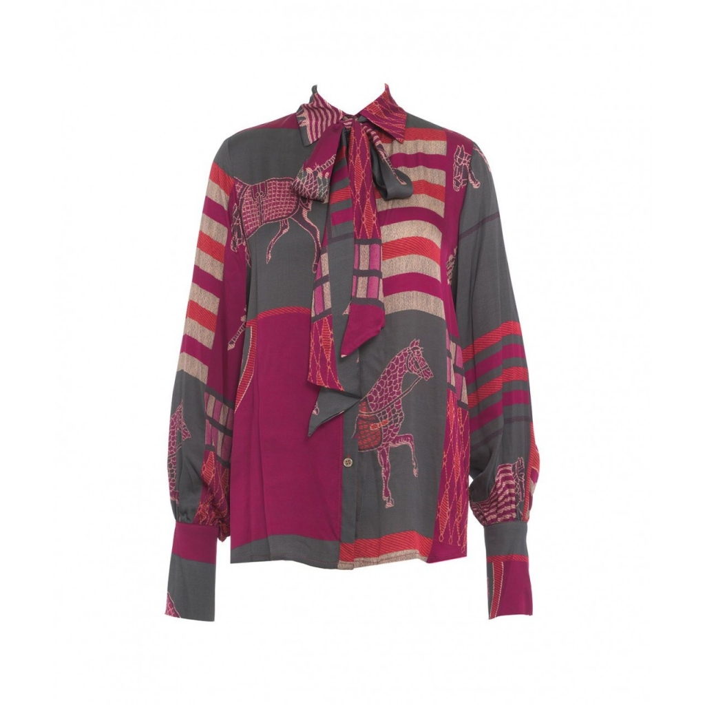 Camicia con colletto fiocco pink