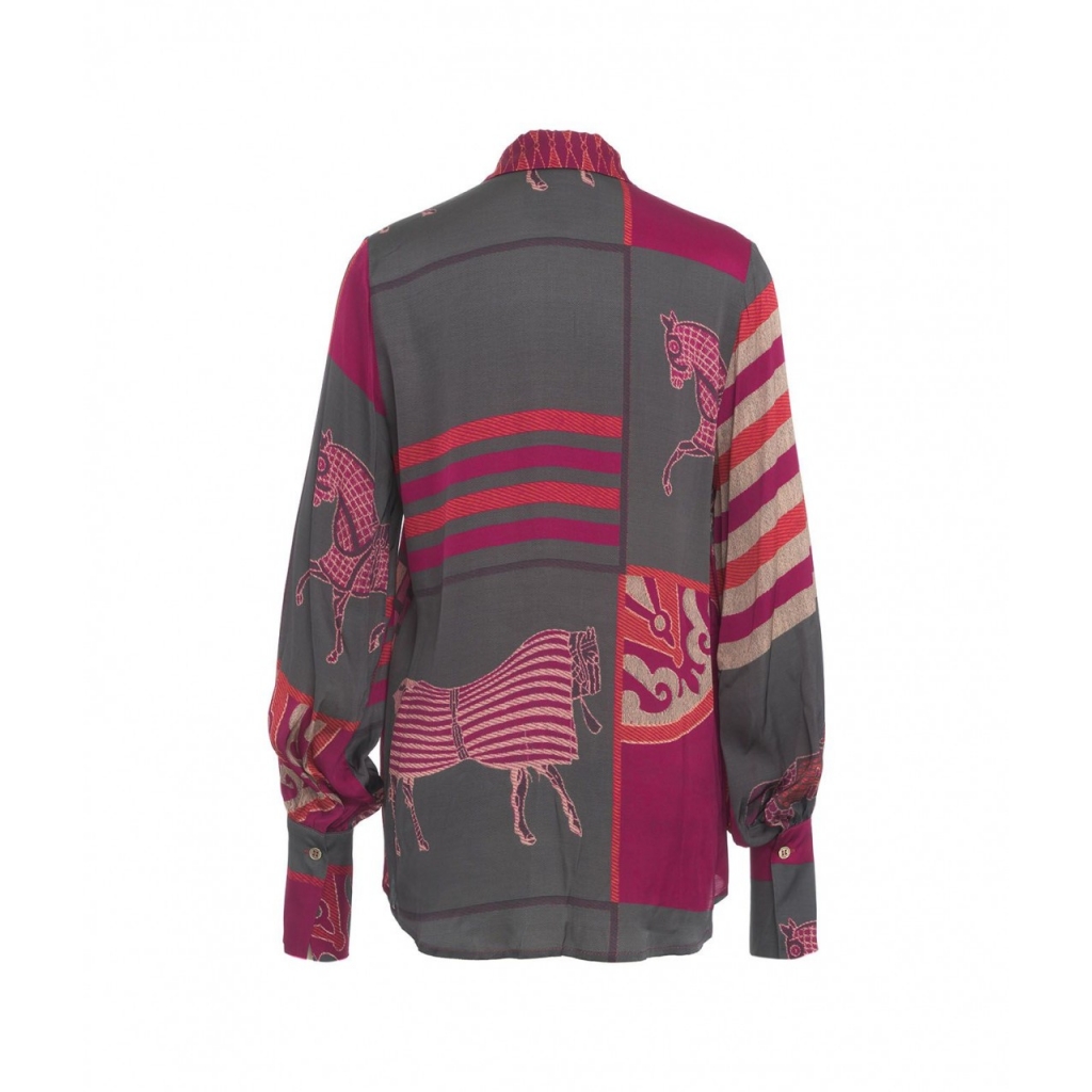 Camicia con colletto fiocco pink