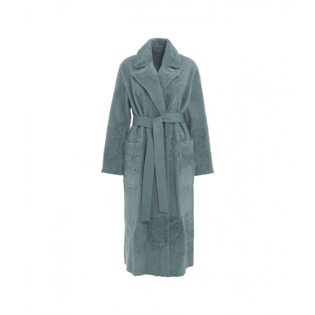 Cappotto in montone reversibile azzurro