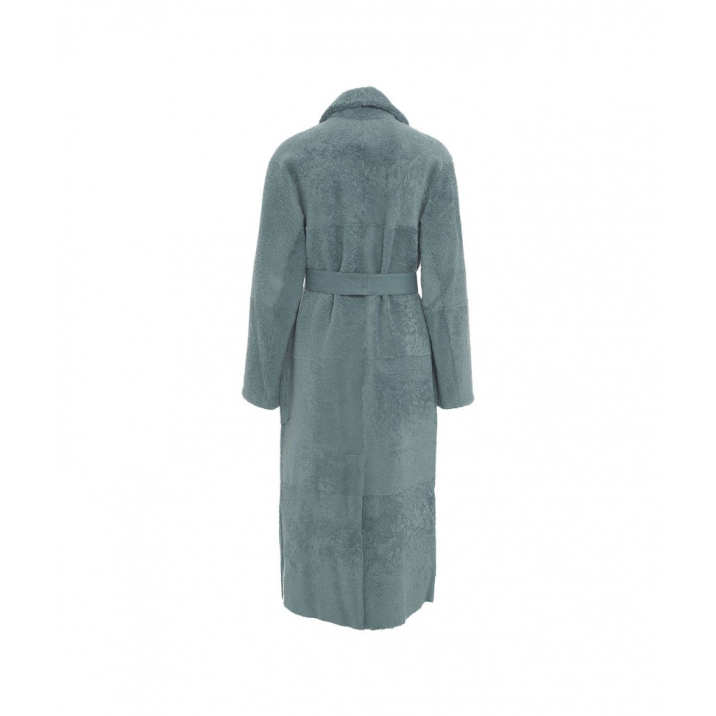 Cappotto in montone reversibile azzurro