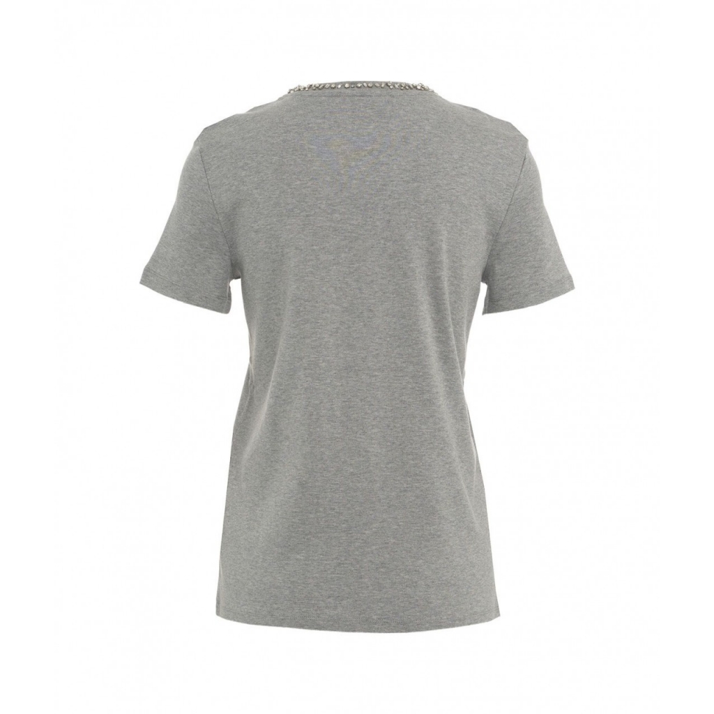 Maglietta con strass grigio