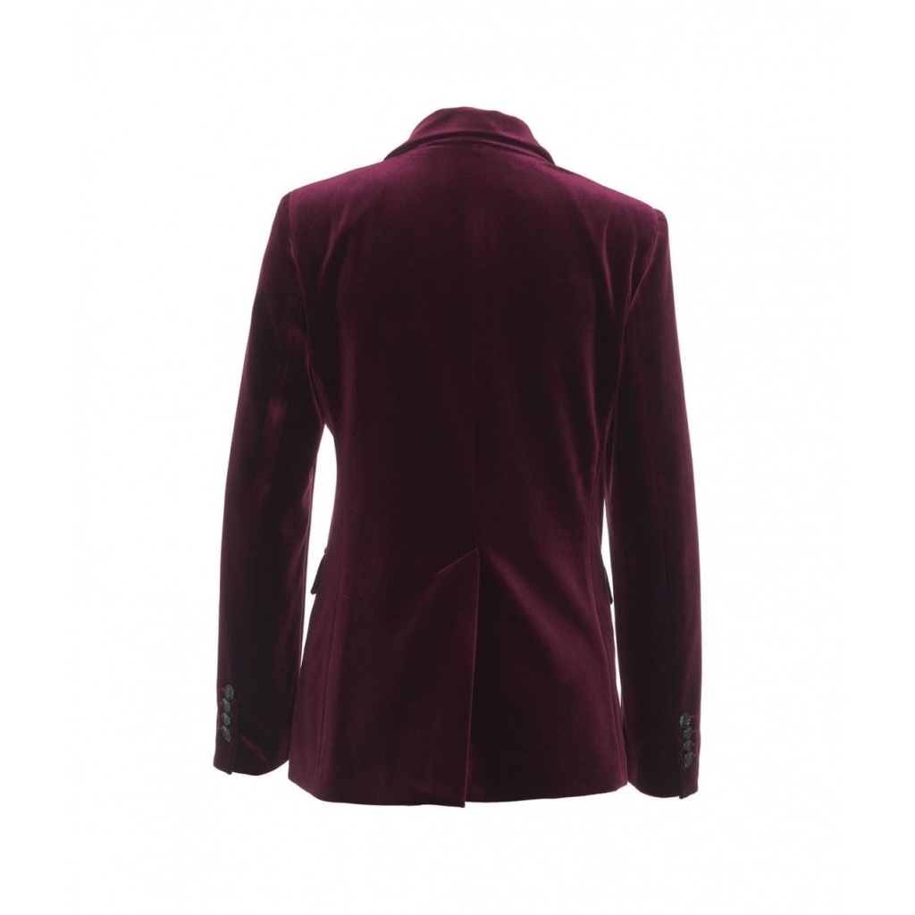 Blazer doppiopetto in velluto bordeaux