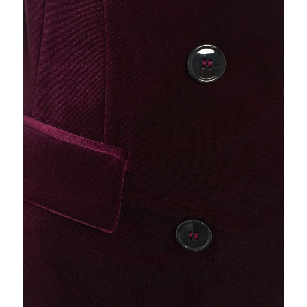 Blazer doppiopetto in velluto bordeaux