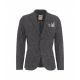 Blazer monopetto con tessuto da taschino blu