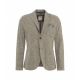 Blazer monopetto con tessuto da taschino grigio chiaro