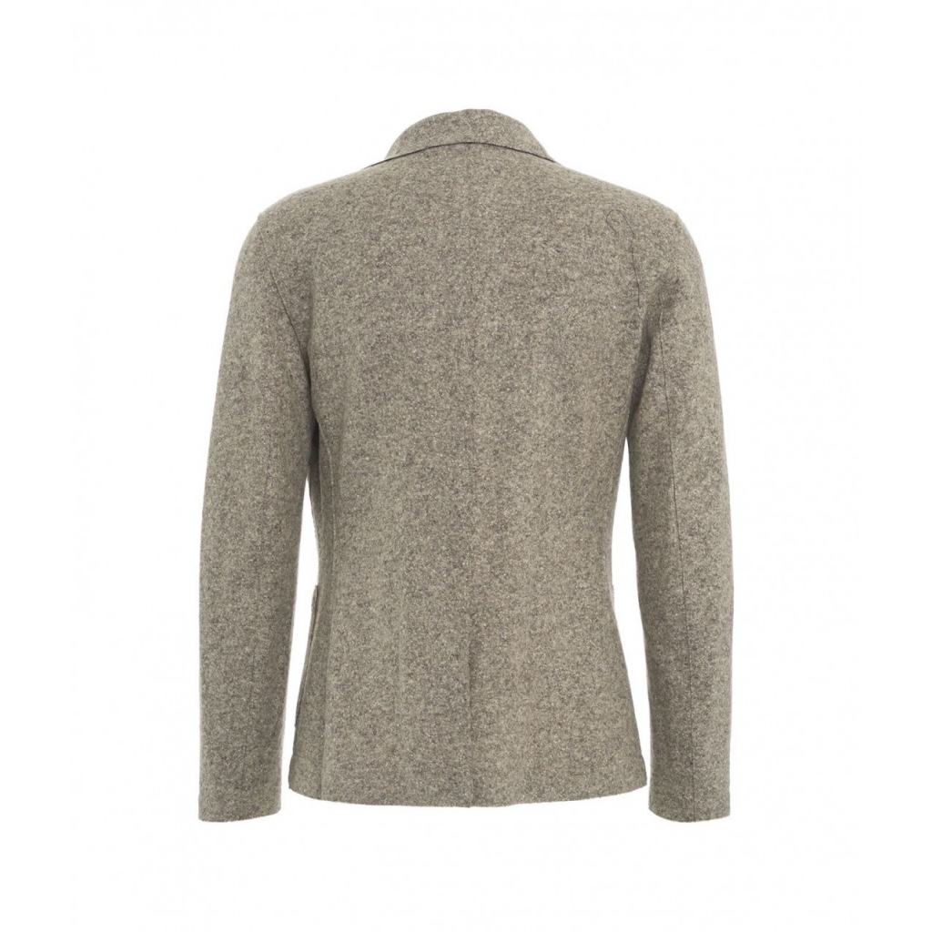 Blazer monopetto con tessuto da taschino grigio chiaro