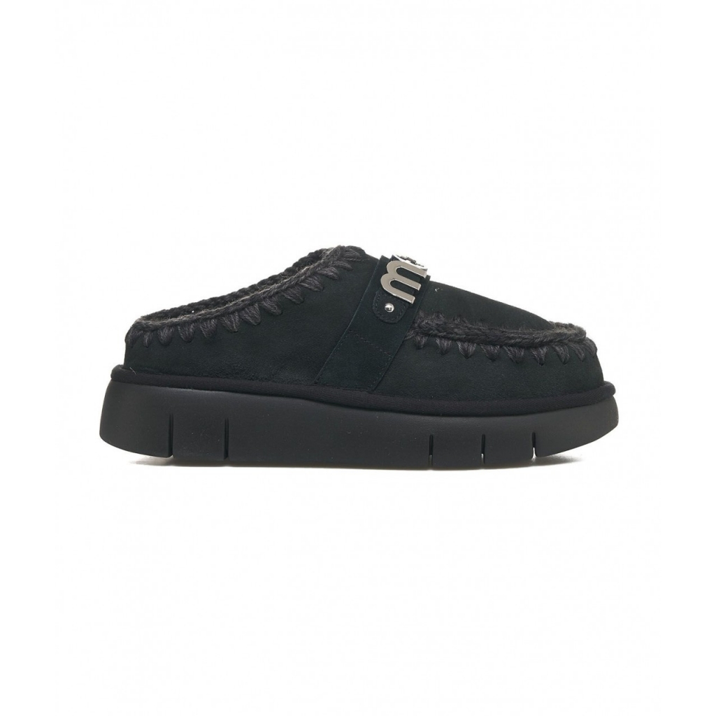 Slides con logo in metallo nero