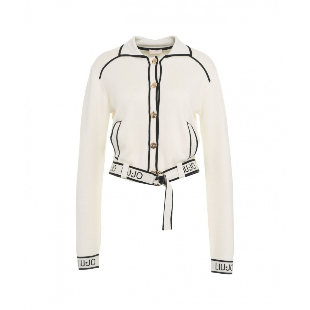 Cardigan con cintura bianco