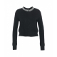 Cardigan con collo in perline nero