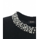 Cardigan con collo in perline nero