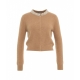 Cardigan con collo in perline beige