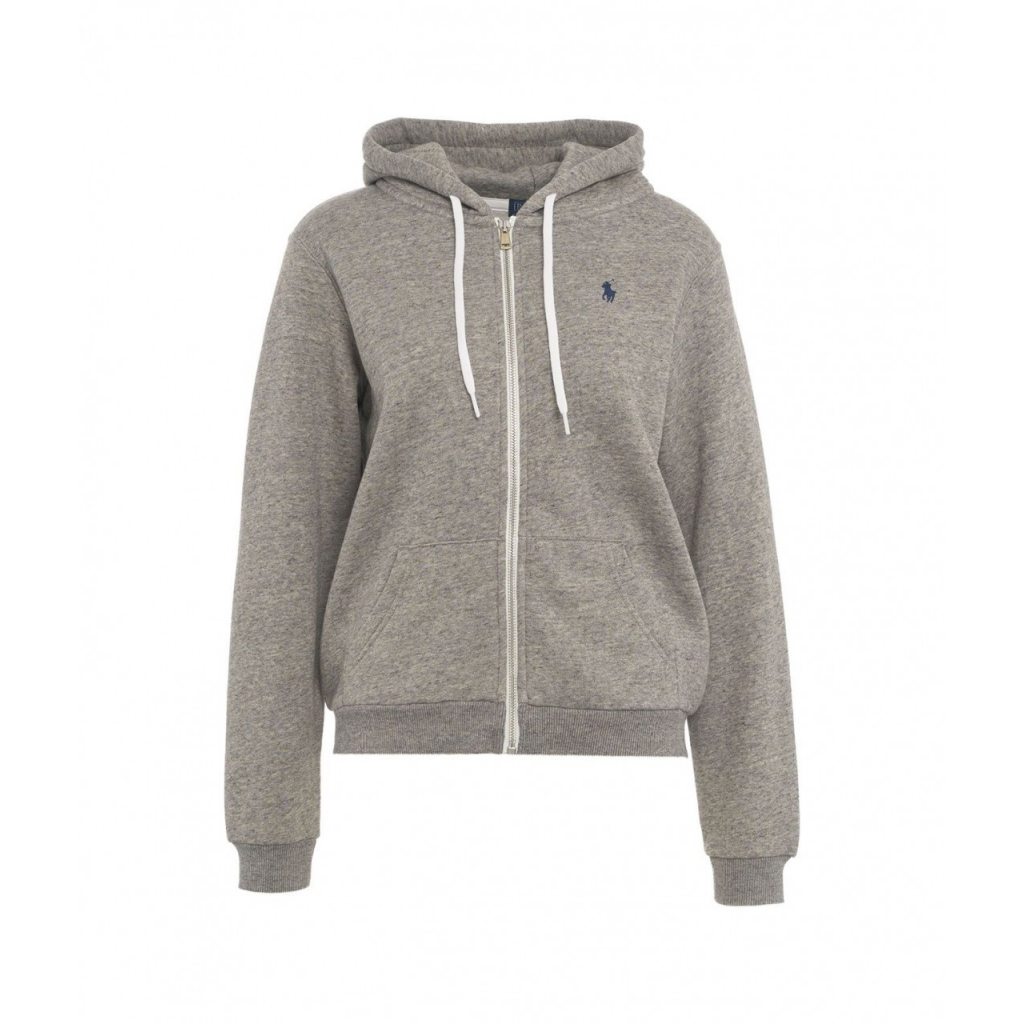 Felpa con cappuccio con logo ricamato grigio