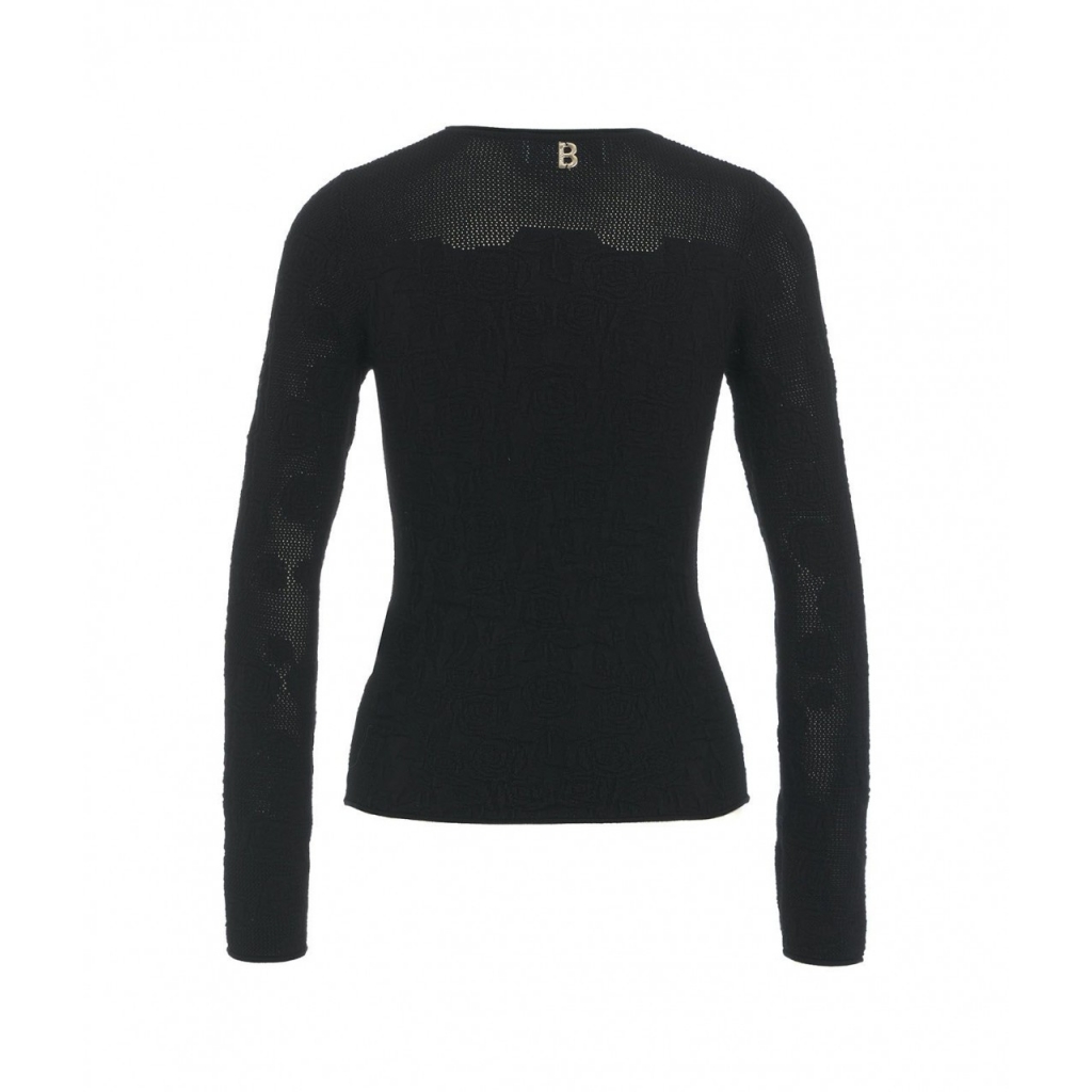 Maglia con trama a rose nero
