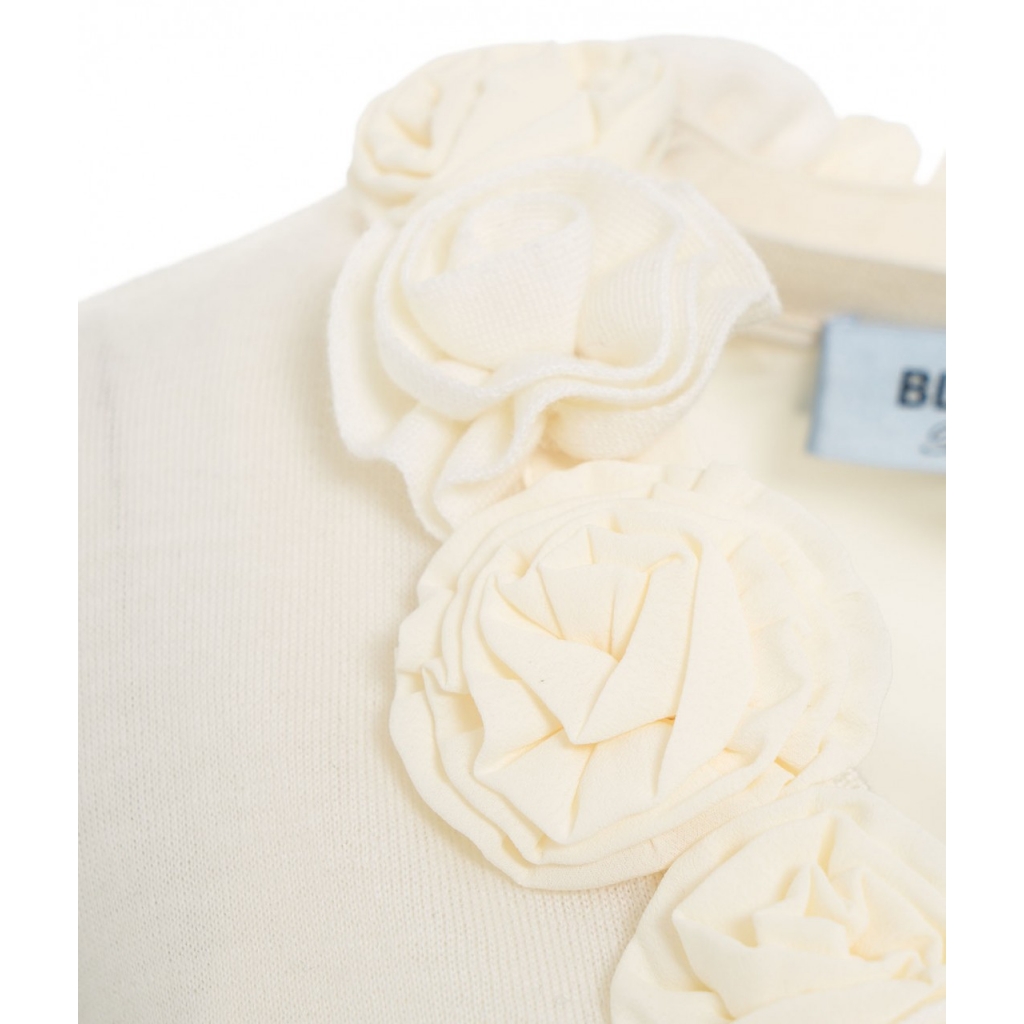 Cardigan con applicazioni di rose bianco