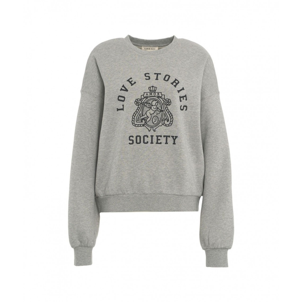 Felpa con scritta logo grigio chiaro